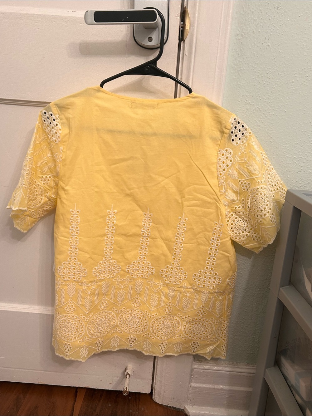 Yellow Embroidered Tie-Front Women's Top - Picture 6 of 7